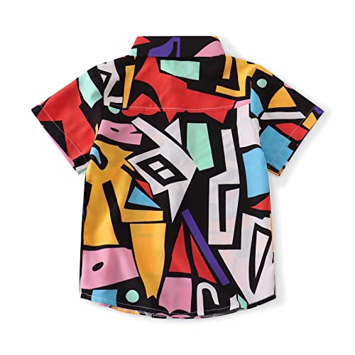 OCHENTA Boys' Short Sleeve Button-Down Shirt Lightweight Breathable Summer Tops with 90s Vintage Style2