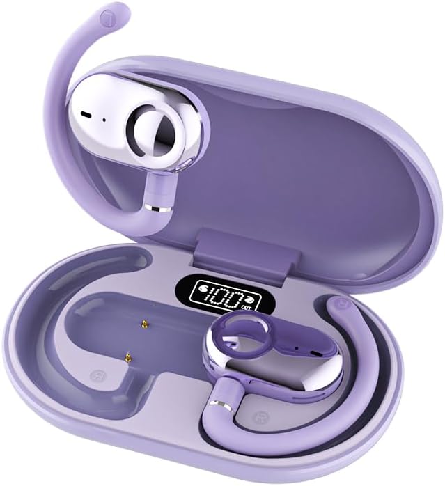 Open Ear Earbuds with Bi-Axial Adjustment Fit and Immersive Sound, Bluetooth Wireless Headphones Ear Buds for Outdoor Exercise, Gym, and Conference Calls, Long Battery Life OpenBass Fit