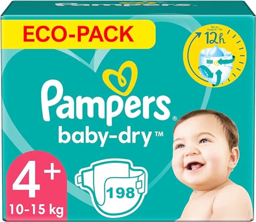 Pampers Baby-Dry Taille 4 Plus 198 couches pour éviter les fesses rouges