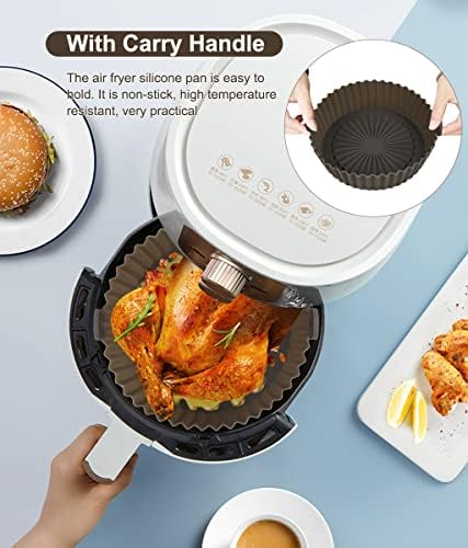 6.5 inch Air Fryer Silicone Pot, 2 Pairs Silicone Air Fryer Liner, Reusable Non-Stick Air Fryer Liners Mats, Air Fryer Accessories for Oven, Microwave Cake Baking Pans, Home Kitchen Air Fryer Basket