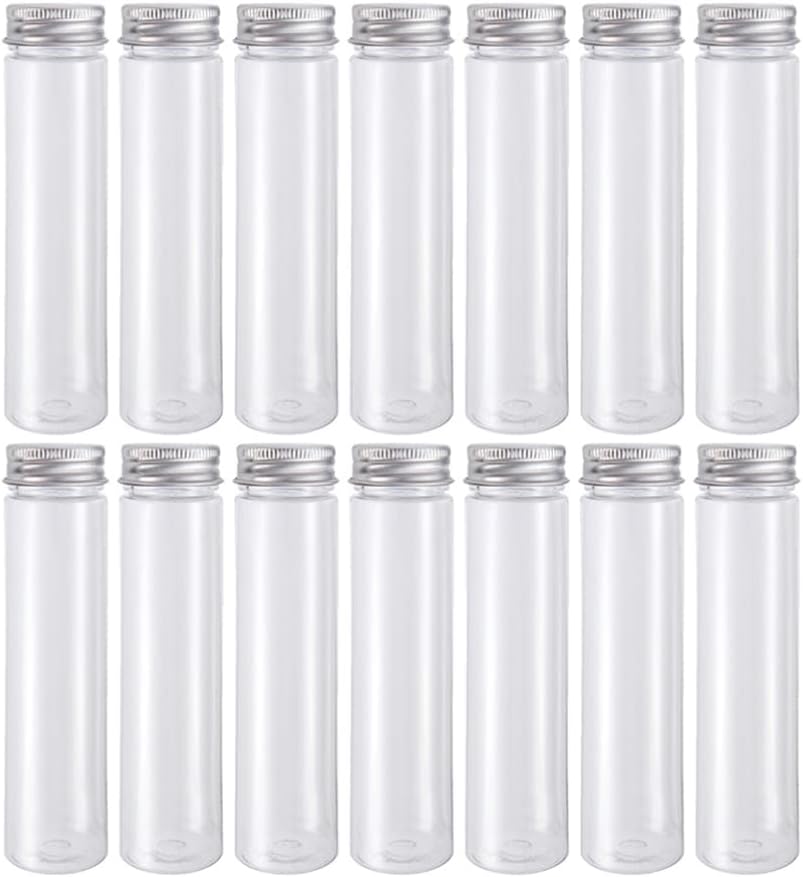 – generic 30Pcs Clear Flat Test Tubes 50ml Candy Storage Bottles Bath Salt Tubes Lab Test Tube Vial Sample Container for Scientific Experiments Party Decorations