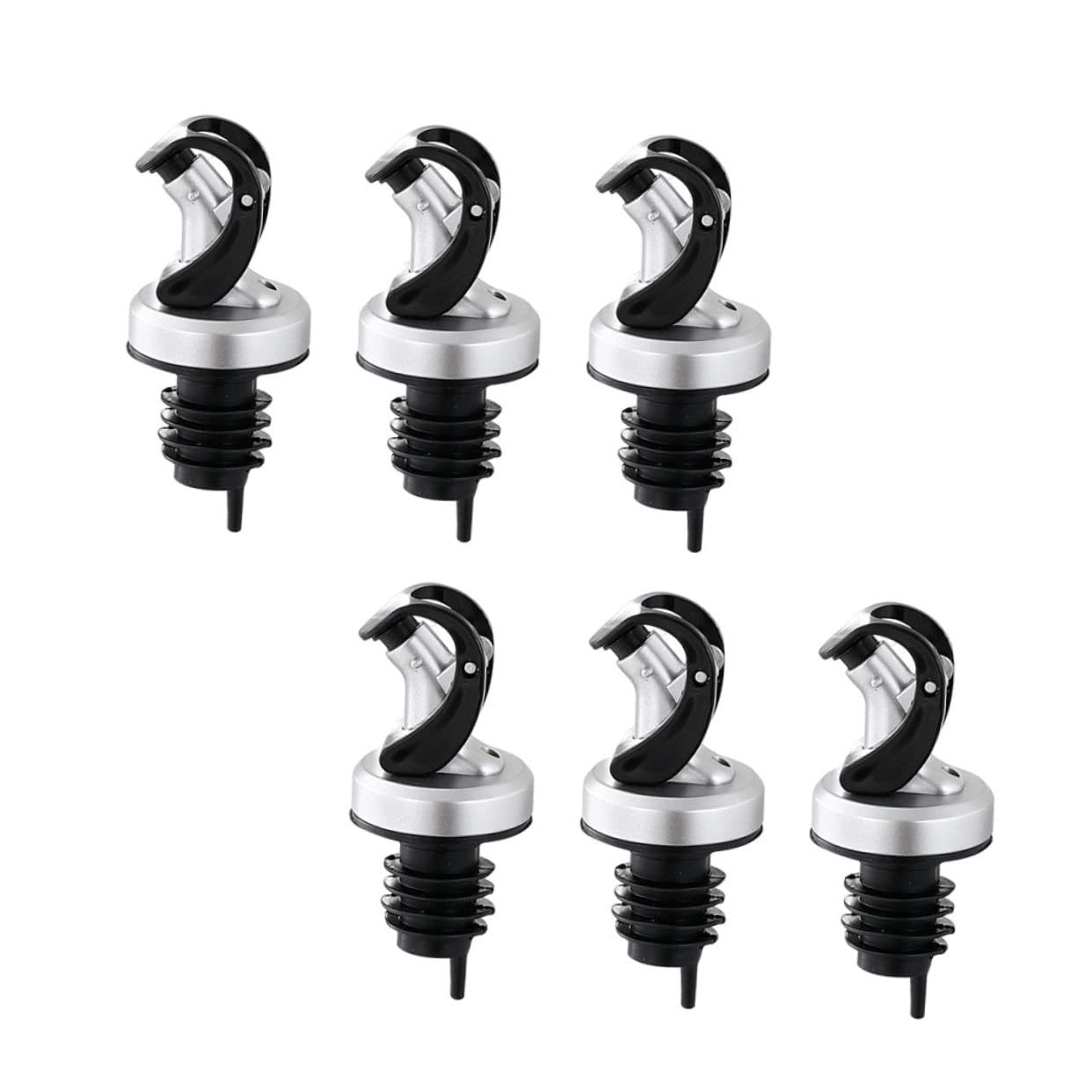 COLLBATH 6pcs Automatic Flip Nozzle Wine Bottle Stopper Liquid Dispenser Wine Dispenser Nozzle Oil Bottle Pourers Bottle Dispenser Leak- Proof Wine Cap Oil Nozzle Rubber