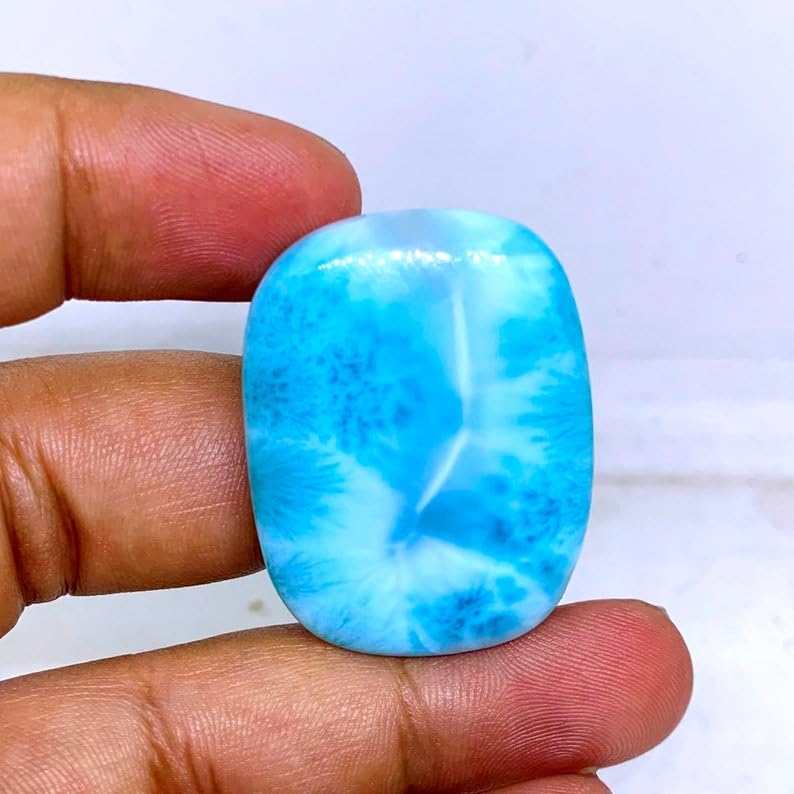 Cabochon larimar naturel rectangulaire 36x27mm pour création de bague