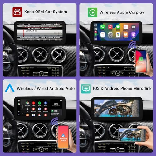 Road Top 10.25 Inch Car Radio Touchscreen for Mercedes Benz A/B Class GLA CLA 2013-2015 (NTG4.5/4.7) - Wireless Carplay/Android Auto/Mirrorlink + Auto Day/Night Mode + Siri/Google Voice Control - Image 2