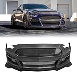 FREEMOTOR802 Front Bumper Fits 2018-2023 Ford Mustang | GT500 Style Front Bumper Cover Replacement Full Conversion Kit with Lip, Grilles, Fog Light Covers Black Primer PP