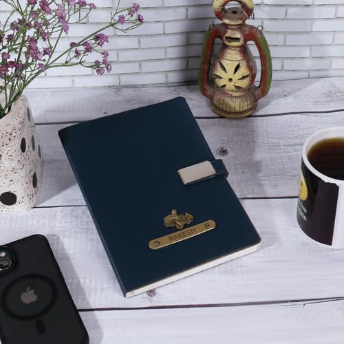 Image of ncgifts Personalized Notebook With Name | Customized Diary | Personalized Notebook A5 200 Ruled Pages Customized Diwali Daily Journal Diaries Diary Gifts for Men Women Friends, Family | Navy Blue
