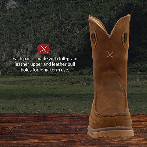 Twisted X Men’s Cowboy Boot - Pull-On Work Boots Made With 11” Full-Grain Leather Upper, Air-Mesh Lining, Metguard Shield, Nano Composite Safety Toe, And Molasses-Infused Eva Midsole, Distressed Saddle 10.5 M #TOP4