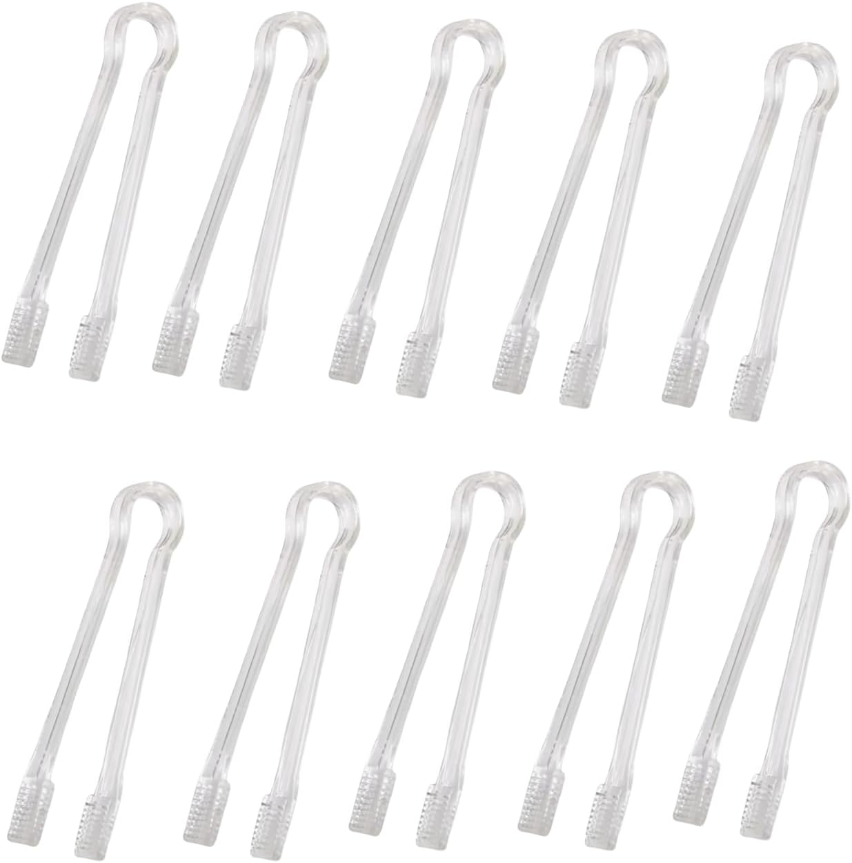 10 pcs plastic Buffet Serving Tongs, Kitchen Tongs Mini Serving Utensil Tongs for Food lce Salad,bars, cafes parties, birthday, holding tea parties and other holiday parties, 6.3 lnches (clear)