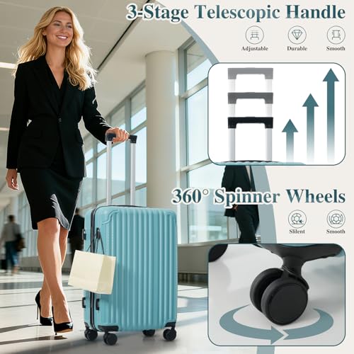 Image of Hardshell 6pcs Luggage, Lightweight Suitcase with Spinner Wheels, Ice blue