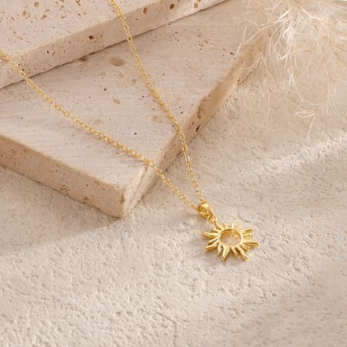 CHESKY Gold Pendant Necklaces for Women, Dainty 14k Gold Plated Sun Necklace for Women Gold Charm Choker Necklace for Women Cute Statement Necklace Sunflower Necklace Gold Jewelry for Women Gifts - Thumbnail 6