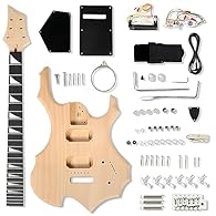 【UNIQUE DESIGN】This DIY guitar has a novel flame shape body that looks like a burning fire. The superior shell inlay on the premium fretboard is eye-catching and makes this guitar even more distinctive. It could be a surprising gift for music lovers....
