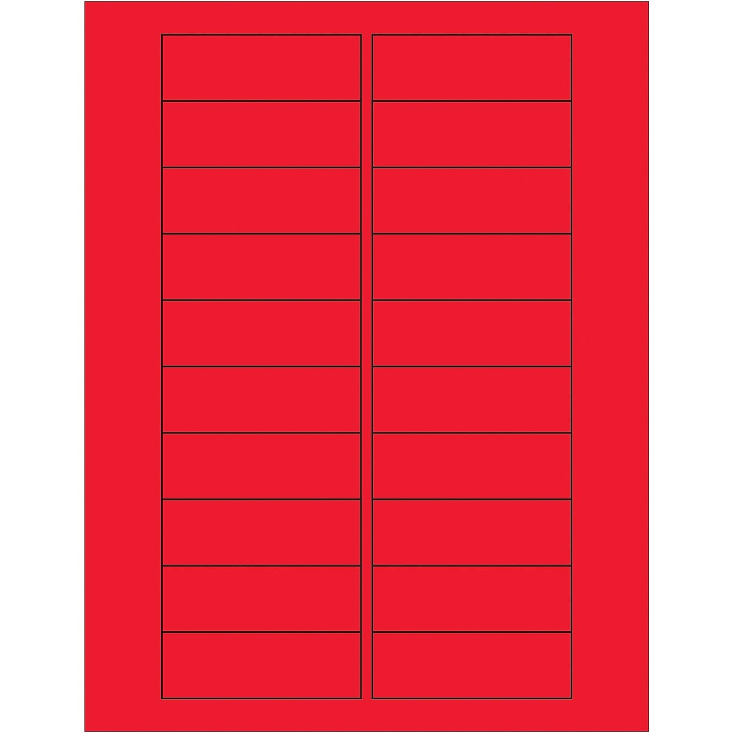 Tape Logic 3 x 1 Fluorescent Red Rectangle Laser Labels