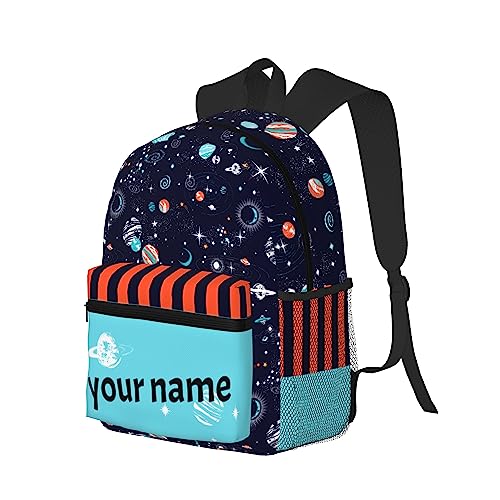 J&SBGFT Custom Backpack for Boys Girls,Personalized Toddler Backpack with Name,Customization Space Print Kid School Backpack Cute Bookbag 15in2