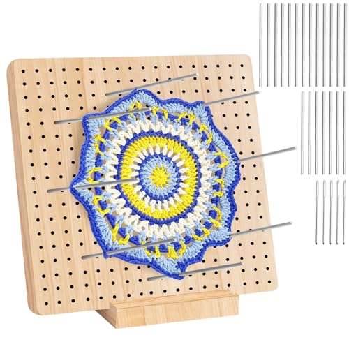 Recopilación de Ganchillos - los más vendidos. 36 Tablero de Bloqueo de Ganchillo, Tabla de Ganchillo Sencilla para Hacer Bufandas Cuadradas, Tablero de Bloqueo de Punto con Pasadores, Placa de Bloqueo de Ganchillo con 20 Pines