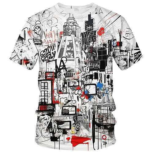 Men's Artist Street Letter Graffiti Markers T-Shirt Shirts 3D Printing Graffiti Graphic Shirt Tee Top