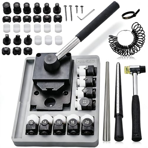 GEMKIT Professional Ring Bending Tool Metal Ring Sizer Adjuster Kit for Tight or Loose Rings Black for Women & Men HH-SE01
