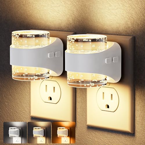 Image of Briignite Night Light Plug into Wall, Dimmable Night Light with Bubble Design 3000K /4000K /5000K & 3 Brightness Levels for Baby Nursery Hallway Bathroom Kids Room, 3CCT, White Cover