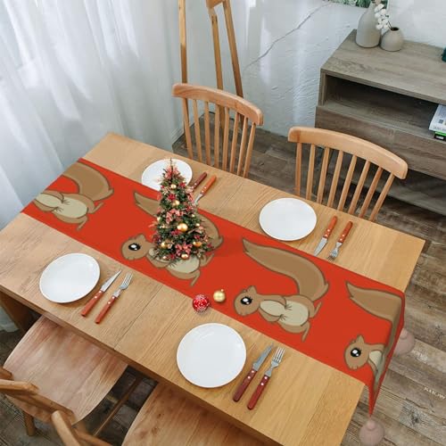 Chemin de table écureuil 152 cm de long avec pompons pour salle à manger - 8