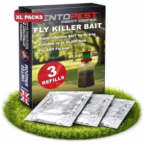 Entopest Universal Bait Refill Sachets For Fly Traps- Professional Quality Super Attract Bait Catches 20 000 Flies - Non-Toxic Control Gardens Farms & Paddocks (Pack of 3)