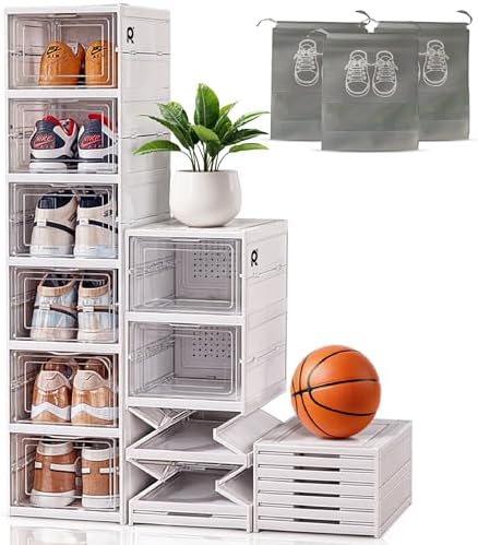 Foldable Shoe Rack Extendable Premium. 6 Boxes Transparent Shoes ...