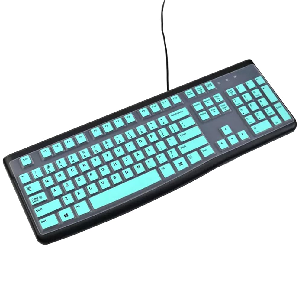 Ultradünne Silikon-Tastaturabdeckung, kompatibel mit Logitech K120 & MK120 kabelgebundenen Tastaturen, Logitech K120 & MK120 Tastatur-Schutzzubehör (Mint)