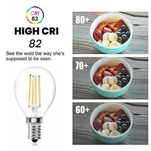 Bonlux Dimmable E14 Bulb LED 4W E14 SES Golf Ball Filament Bulb Warm White 2700K, P45 G45 Mini Globe Small Edison Screw Light Bulb, 40W Equivalent, Vintage Clear Glass Small Round Light Bulb (6 Pack) - Image 6