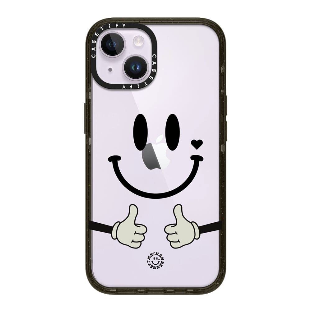 CASETiFY インパクト iPhone 14 ケース [MIL規格準拠 (4x MIL-STD-810G)/2.5mからの落下試験をクリア] - Big Smiley By Nathan Bennett - グロッシー ブラック
