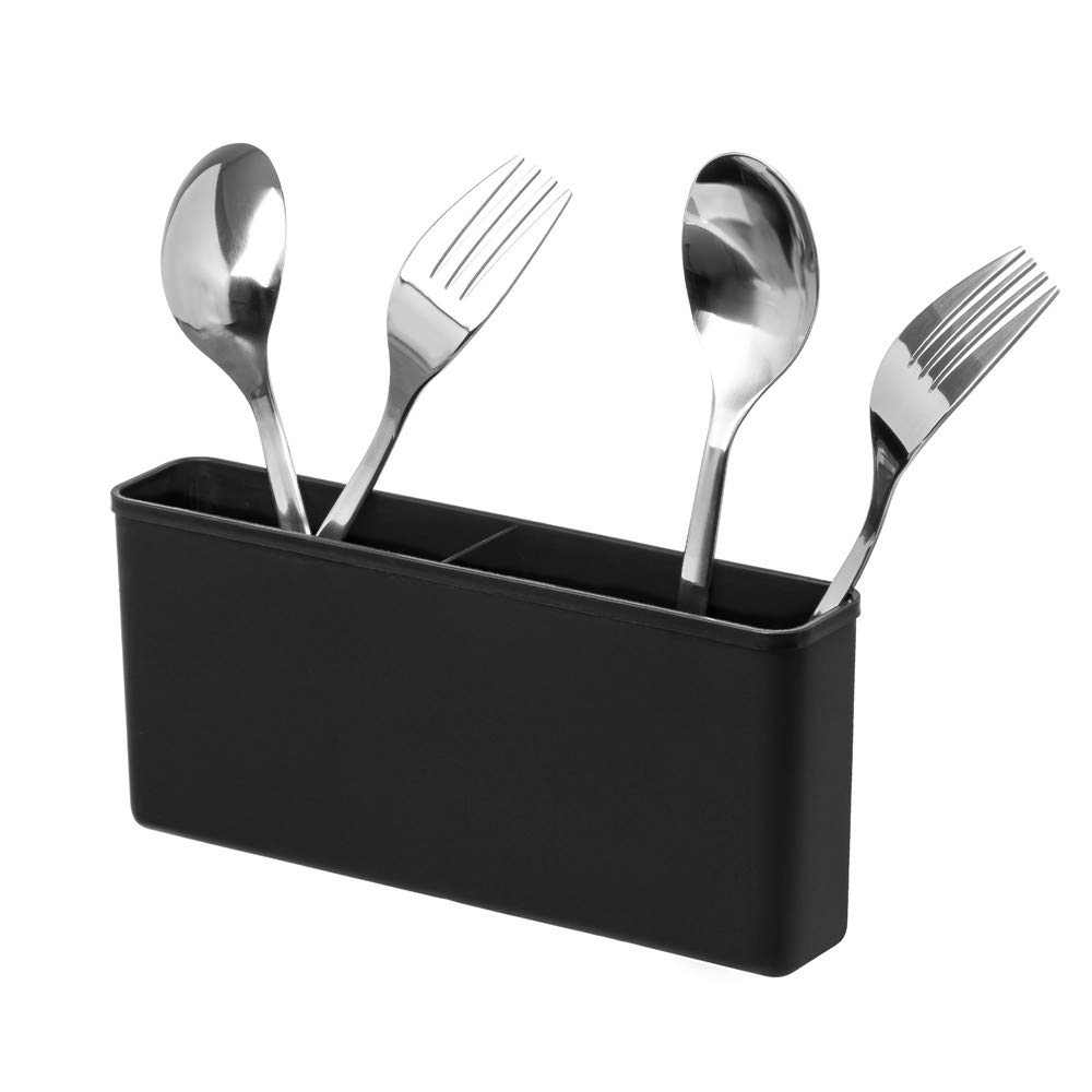 SANNO Escurridor de Platos expandible, escurridor de Platos Ajustable, escurridor de Platos sobre el Fregadero o en la encimera con Soporte de Almacenamiento de Cubiertos Negro a Prueba de óxido