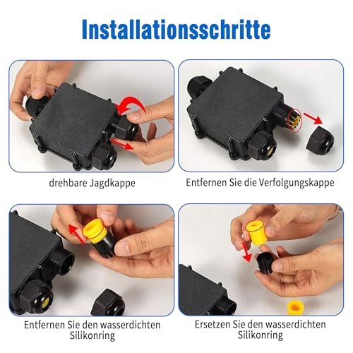 4 Piece Junction Box Waterproof IP68: 3-Way Underground Cable Connector Waterproof Junction Box Outdoor for Cables with 5 mm - Image 4