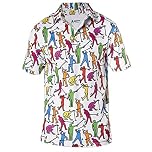 Royal & Awesome Funny Mens Golf Guys Patterned Polo Shirt, Crazy Colourful Golf Top for Men, Comfortable Stretch Fit, Medium