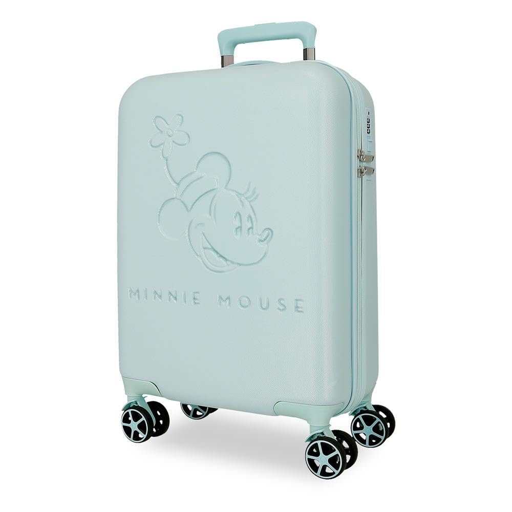 Disney Joumma Traveling with Minnie Blu Turchese Valigia da Cabina 36x55x20 cm Rigido ABS Lucchetto a Combinazione Integrato 32L 2.4kg 4 Doppie Ruote Bagaglio a Mano