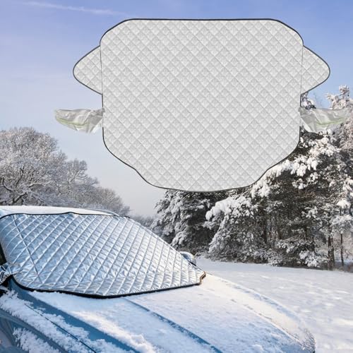 HonexCesng Car Windscreen Cover - Heavy Duty Ultra Thick, Winter Frost & Ice Snow Protection, Blocks UV Rays for Summer, All-Weather Water & Dust Resistant, Universal for Most Cars