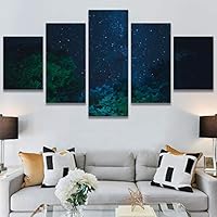 SIGNWIN 5 Panel Canvas Wall Art Aerial Astronomy & Space Expressive Global Moon Multicolor Photography Realism Warm for Home Decorations Ready to Hang - 60