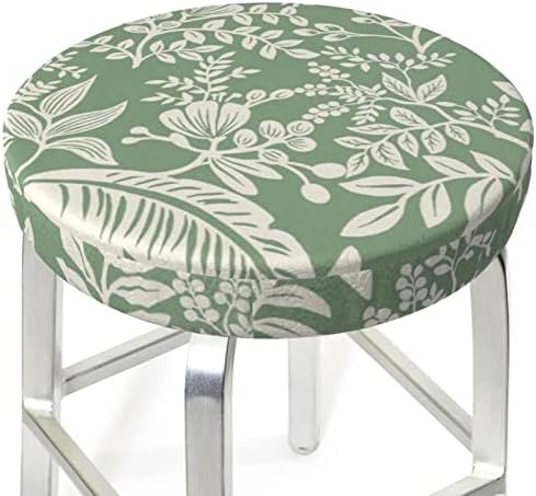 JOSKAA Bar Chair Cushion Cover Round, Vintage Floral Pattern Elastic Edge Washable Soft Velvet Stool Slipcovers Bar Stool Protector Stool Pad Cover Seat Cushion Cover 12 Inch