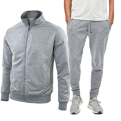 Taglia: M L XL XXL XXXL XXXXL N+1 Tuta Uomo Completa Estiva Casual Giacca con Cerniera Pantaloni M L XL XXL 3XL 4XL (IT, Testo, M, Regular, Regular, Grigio)