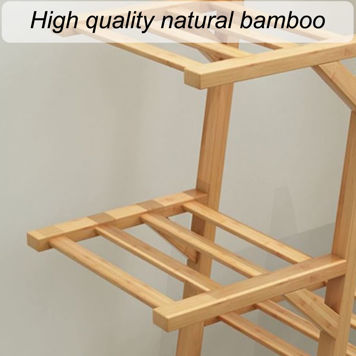 RMNKTHC Bambus Blumenregal 5-stufig Mit Rollen - 20kg Traglast Wasserfest