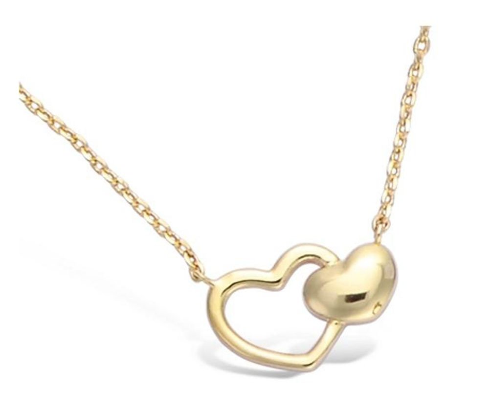 Colgante Con Dos Corazones Entrelazados Con Nombre Y Piedra De Nacimiento En Oro