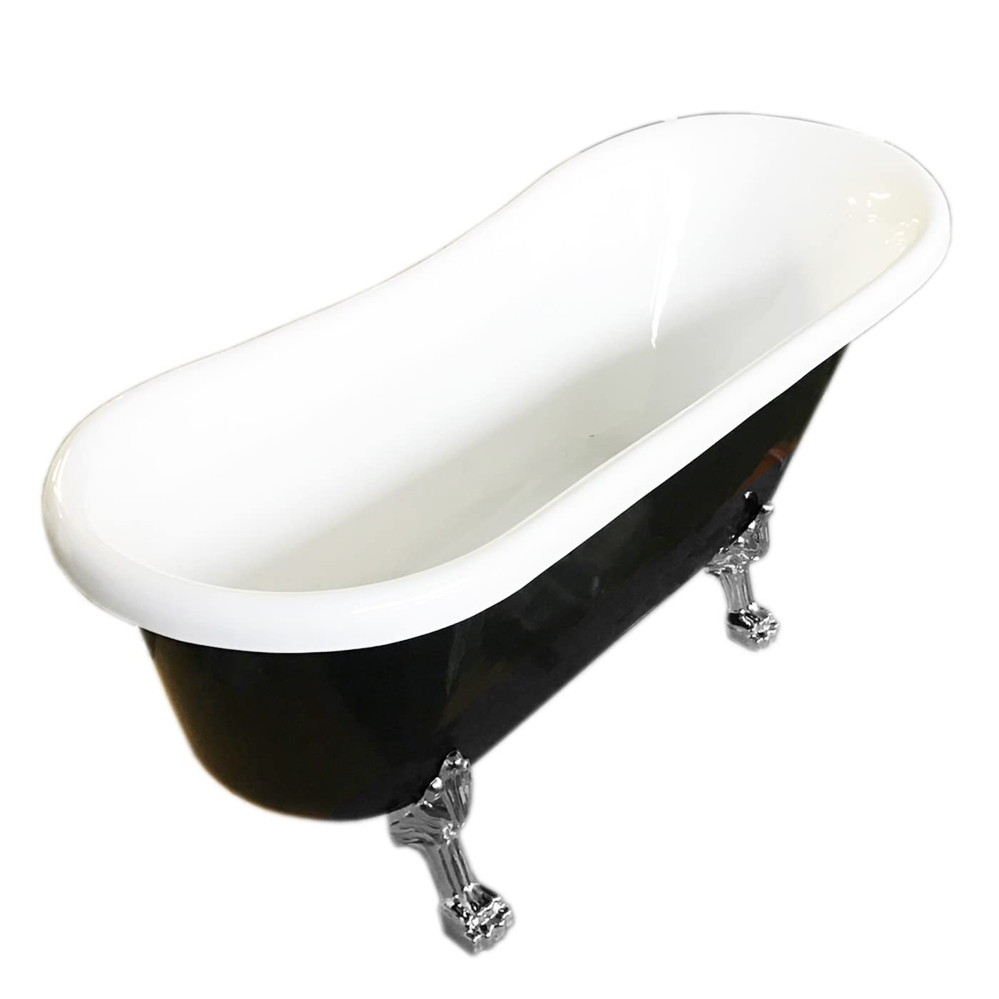 VASCA DA BAGNO INSTALLAZIONE LIBERA EPOCA RETRÓ Margherita Nera Piedi Argento 170x80 cm