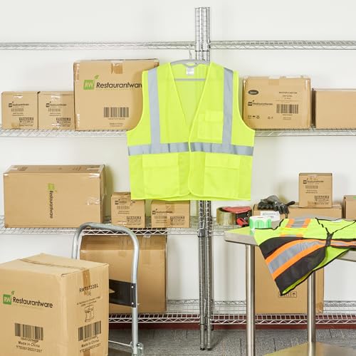 Image of Restaurantware Reflective Safety Vest 20 Count 29.213 x 30.315 Inches High Visibility Multi-Pocket Zipper Front Safety Vest