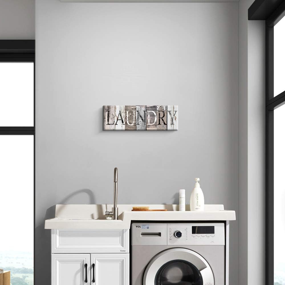 Pinetree Art Laundry Room Decor Canvas Wall Art Prints for rooms (With Solid Wood Inner Frame) (Laundry, 6 x 17 inch)
