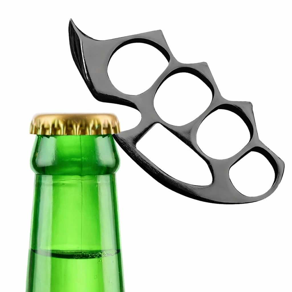 Stainless Steel Bottle Cap Opener - Compact & Lightweight Tool, Cool Gadgets for Men Daily Life, Home, Bar, Kitchen & Travel Camping Tools, Rust-Resistant, Easy to Use (Black)