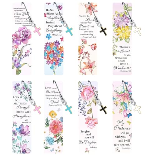 HTTDMY 8PCS Diamond Painting Art Bookmarks Cute Acrylic Bookmarks Crafts Kits Gifts with Pendants for Adult Women Book Lovers (Flower)