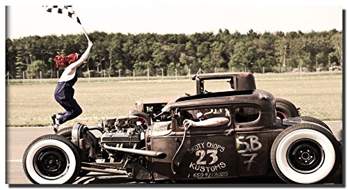 HandTao Hot Rod Vintage Cars Canvas Wall Art Beautiful Picture Prints Living Room