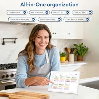Hesmor Calendario digitale da 10,1 pollici e display touch interattivo con tabella delle faccende domestiche per la pianificazione familiare, ideale per organizzare l'agenda da parete