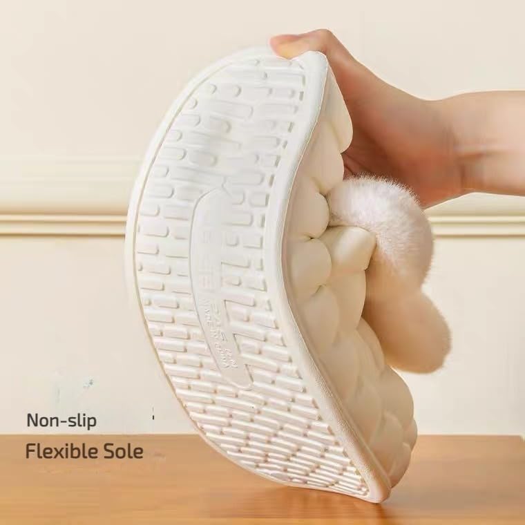 Geerta Cute Bunny Slippers Fur Slides for Women, Fuzzy Fluffy Cartoon Pillow House Slipper, Thick Sole Cushion Sandals for Indoor Outdoor, Lightweight, 2024 NEW3