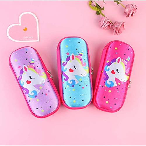 Image of Unicorn Pencil Case Water Proof Stationary Blue EVA Pencil Pouch, Birthday Return Gift