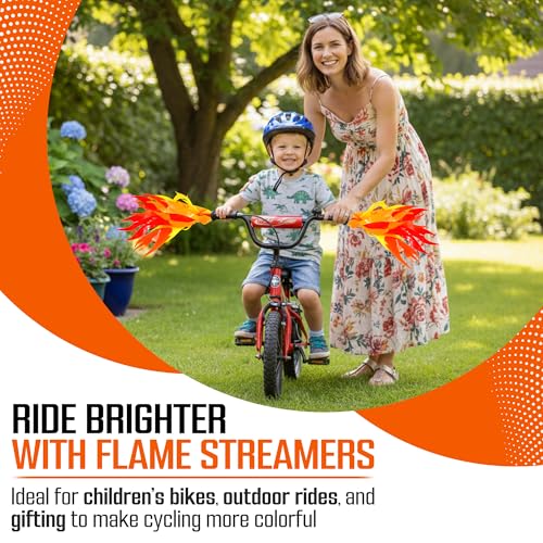 Iconikal Flame Streamers for Bicycle or Scooter Handlebar,