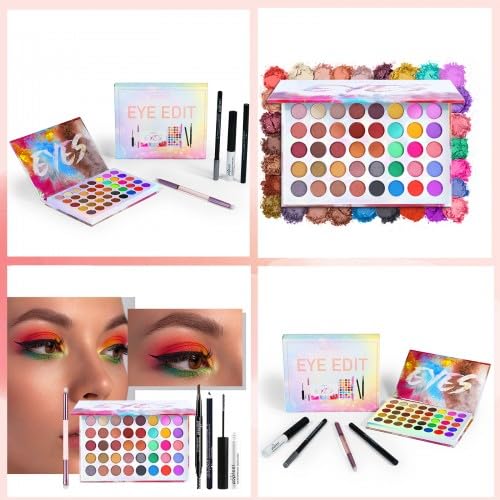 Tutto in Uno Trucchi Set per Occhi per Ragazze Adolescenti, 40 Colori Palette di Ombretti con Mascara Matita Eyeliner Sopracciglia Pennelli, Kit Regalo Trucco Completo, Make Up Tavolozza Kit
