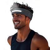 Zyntrazy LED Sports Headband, 3 Light Modes, 2-in-1 Design for Running, Tennis, Camping, Cycling，Unisex Gift for Men, Women (Gray)