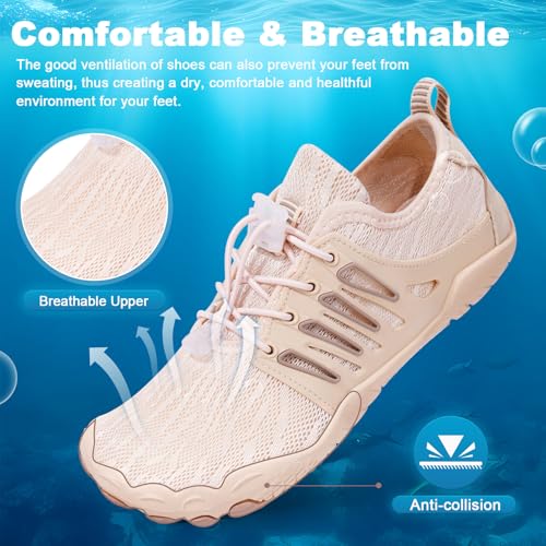 Image of Hike Barefoot Water Shoes for Women Men, Quick-Dry Aqua Footwear Breathable Non-Slip Wide Toe Shoe for Beach Swim River Pool Lake Hiking Kayaking Surfing